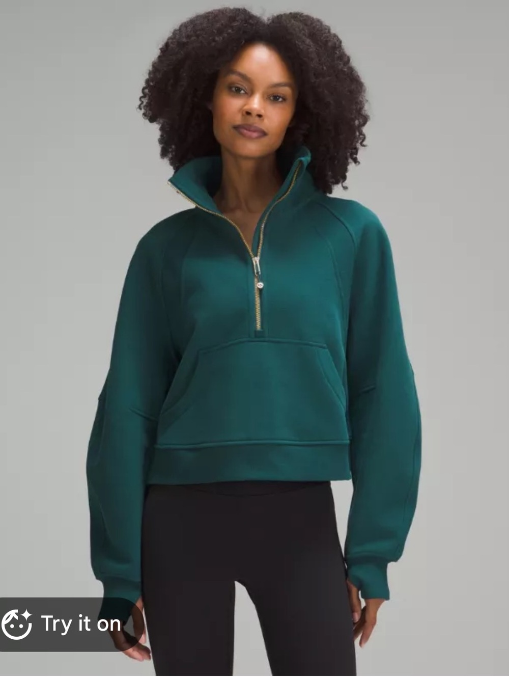 Lululemon Scuba Oversized Funnel Neck Half-Zip Sweatshirt - Teal Green